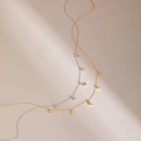 Museori Jewelry - Museori 14k Gold Plated Moon Star Necklace Celestial Layering